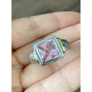 925 Sterling Silver 14kt gold filled pink cz Ring